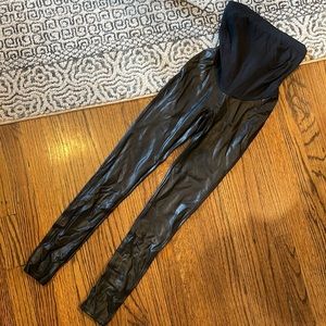 Spanx maternity faux leather leggings size small